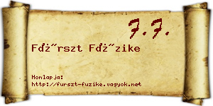 Fürszt Füzike névjegykártya